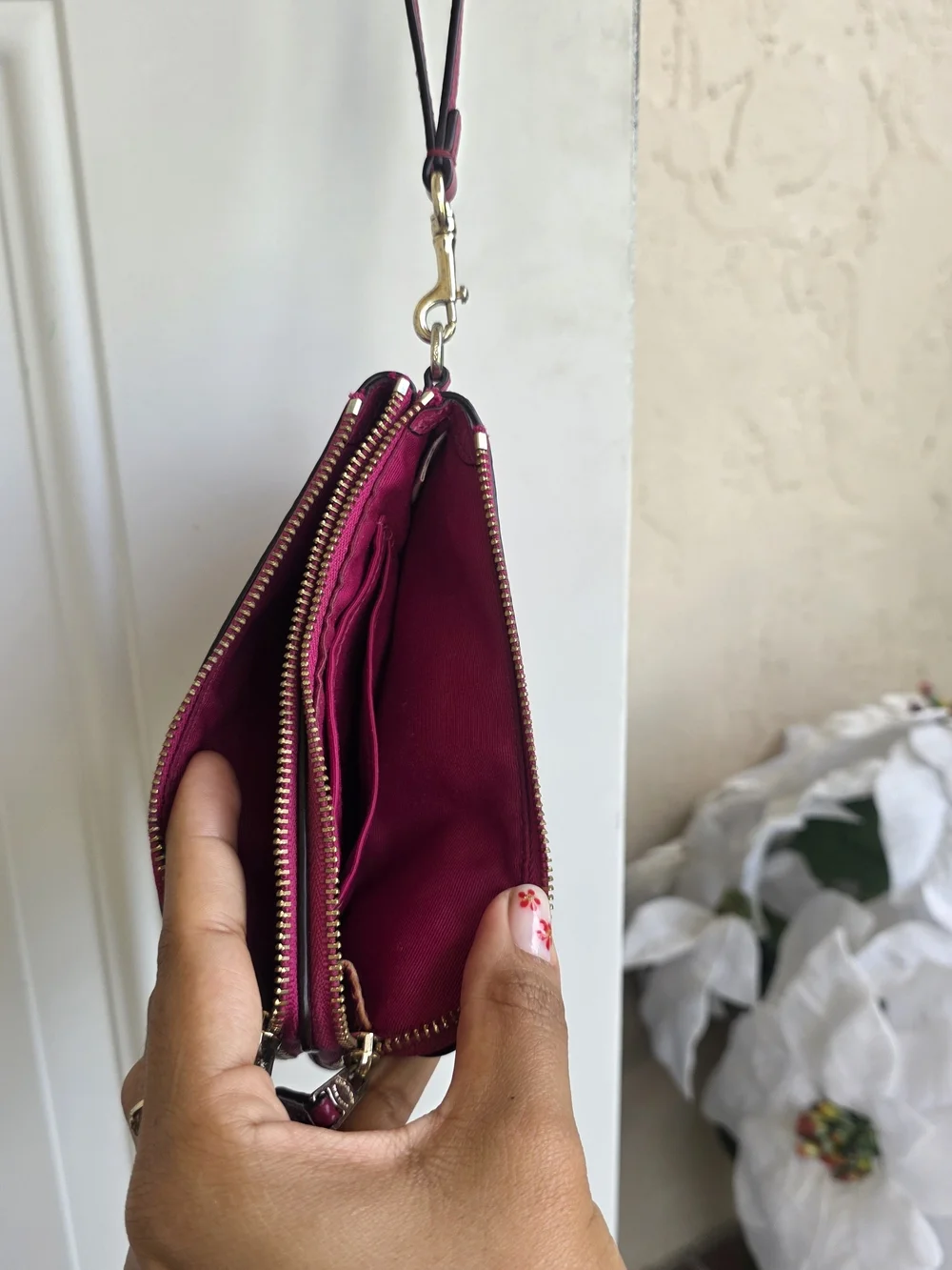 Leather Wristlet Wallet - Fuchsia